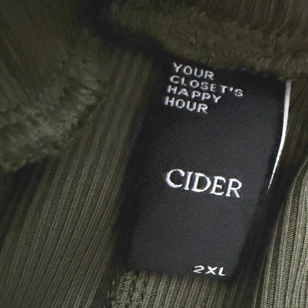 Cider pull on wide leg pants olive green high rise stretch waist ribbed 2XL - Picture 2 of 10